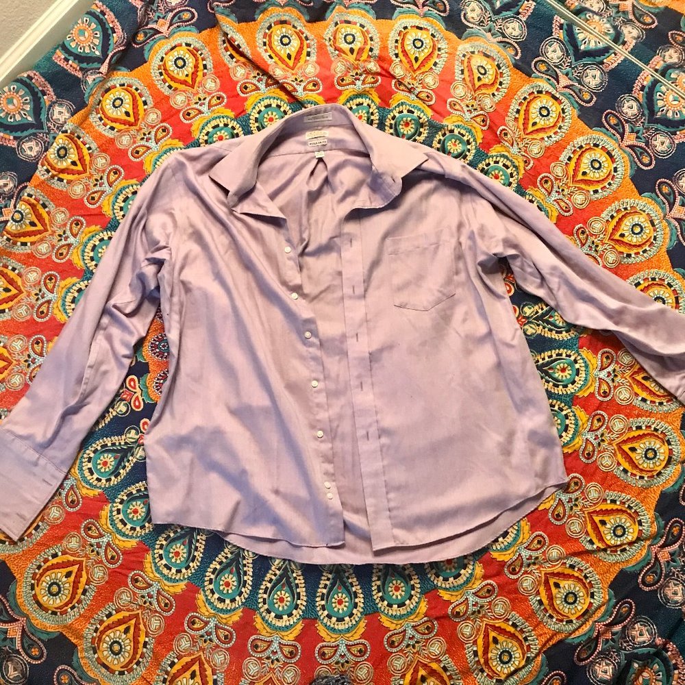 Men's Light Purple Long Sleeve Button Down